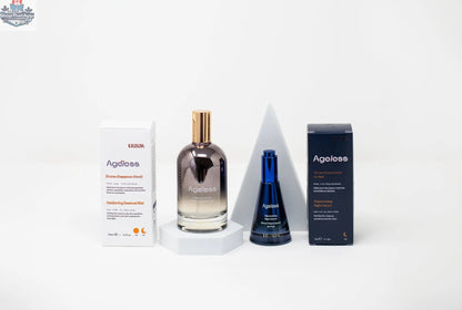 LILIXIR Awakening Ritual Night Renewal Protocol gift set with skincare products in elegant packaging on a white background