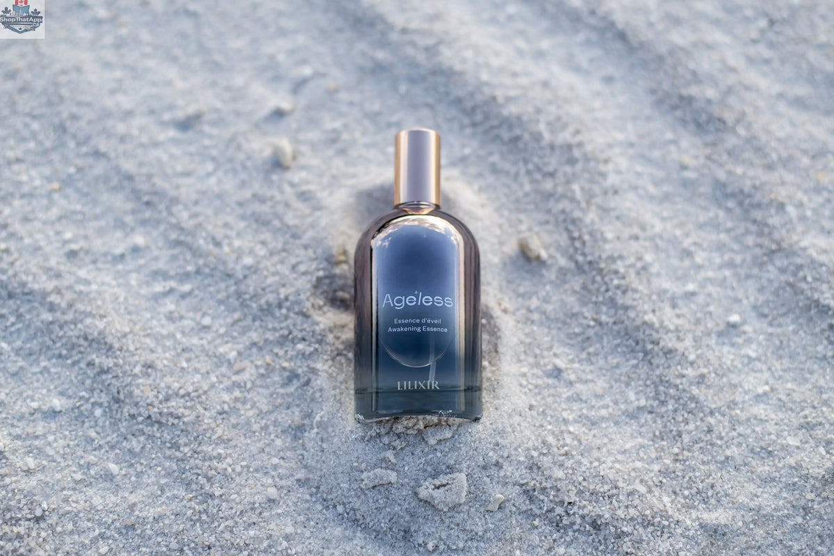 LILIXIR Ageless Awakening Essence mist bottle with clear label, designed for skincare and revitalizing the skin.