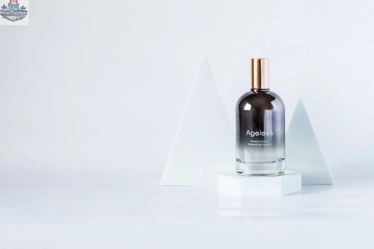LILIXIR Ageless Awakening Essence mist bottle with clear packaging and spray nozzle, designed to refresh and hydrate skin.