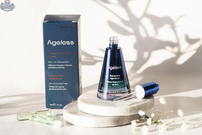 LILIXIR Ageless Rejuvenating Night Serum in a sleek glass bottle with dropper, designed for nighttime skincare.