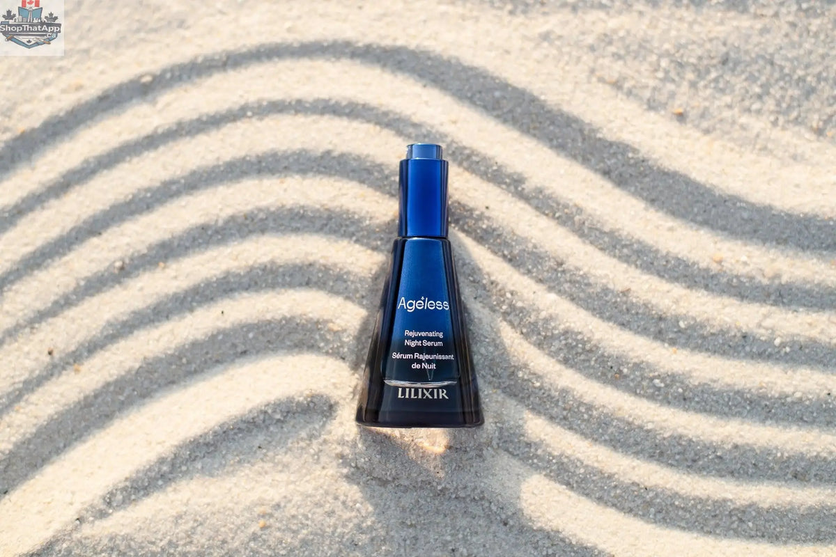 LILIXIR Ageless Rejuvenating Night Serum bottle with dropper, showcasing sleek packaging and serum inside.