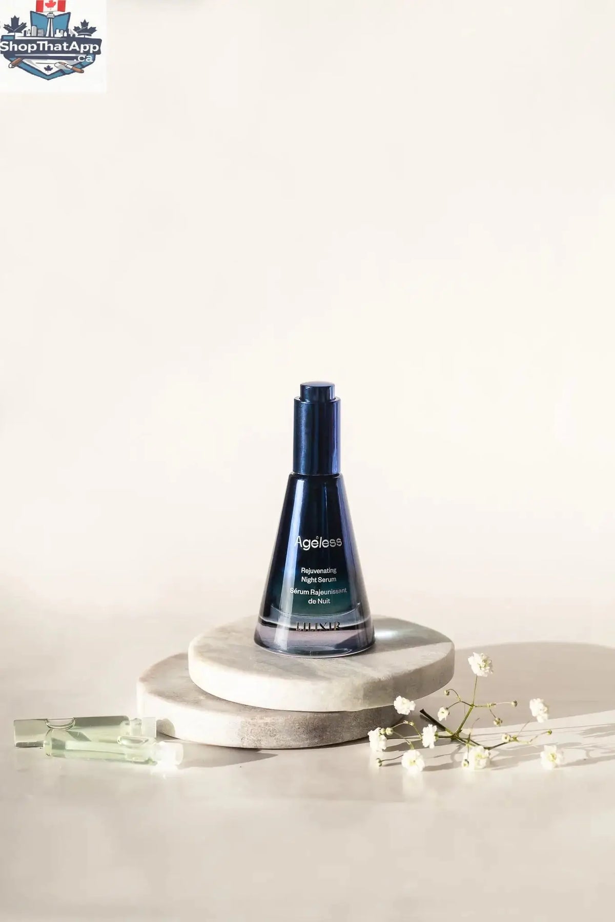 LILIXIR Ageless Rejuvenating Night Serum in a sleek bottle, emphasizing sustainable and inclusive beauty skincare.