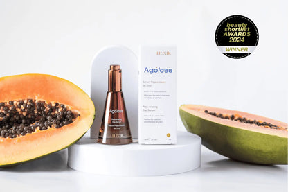 LILIXIR Ageless Rejuvenating Serum for youthful skin and all-day radiance, featuring a sleek bottle with a pump dispenser.
