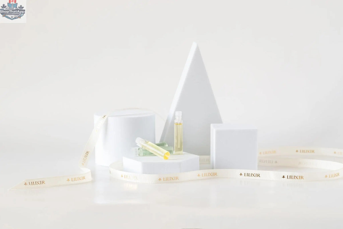 LILIXIR Climate Discovery Kit™ Day Radiance Edition serum sample with ribbon, showcasing the luxurious skincare product.