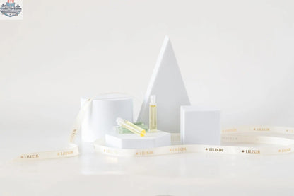 LILIXIR Climate Discovery Kit™ Day Radiance Edition serum sample with ribbon, showcasing the luxurious skincare product.