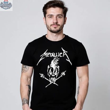 Little Guitars Metallica Scary Bones T-Shirt featuring a dark bone graphic design for metal music fans.