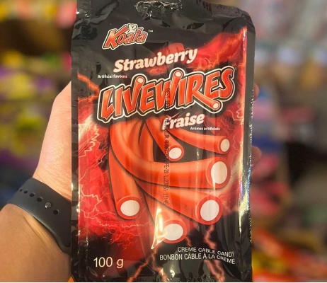 LIVEWIRES STRAWBERRY CREME CABLE CANDY (100g) - Www.Shopthatapp.ca