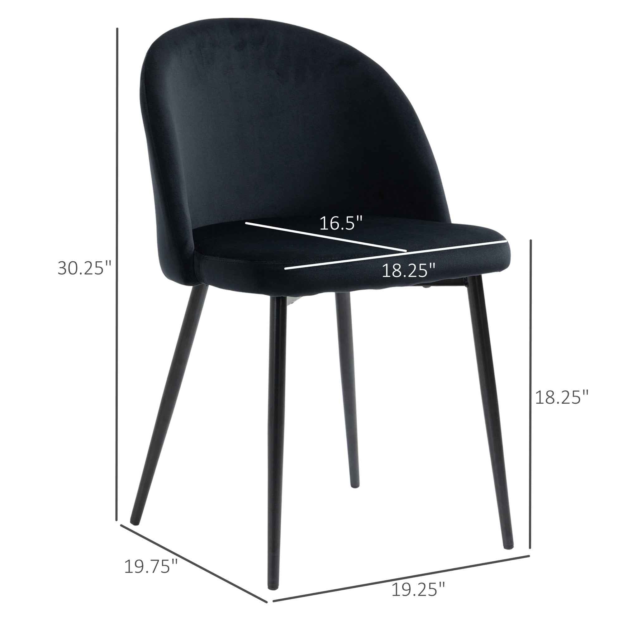 Dylan Set of 2 Mid-Back Dining Chairs-Black