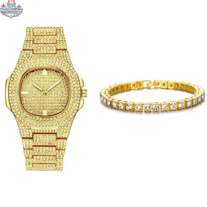 Elegant Gold Tennis Bracelet and Watch Set for Timeless Style - Shopthatapp.ca