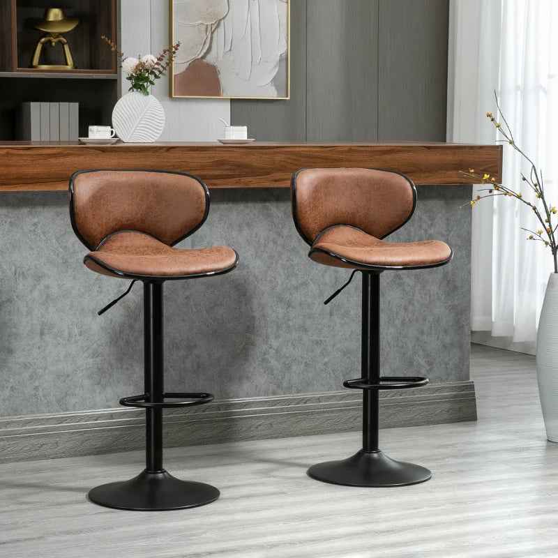 Anna Vintage Adjustable Counter/Bar Height Stools with Swivel Seat-Set of 2-Brown