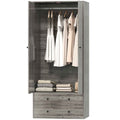 Briar Wardrobe Closet-Armoire with 2 Drawers and Hanging Rod-Grey