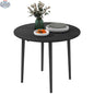 Black Merrill round drop-leaf dining table by SLOTH Nation, ideal for small spaces, with a compact and versatile design.