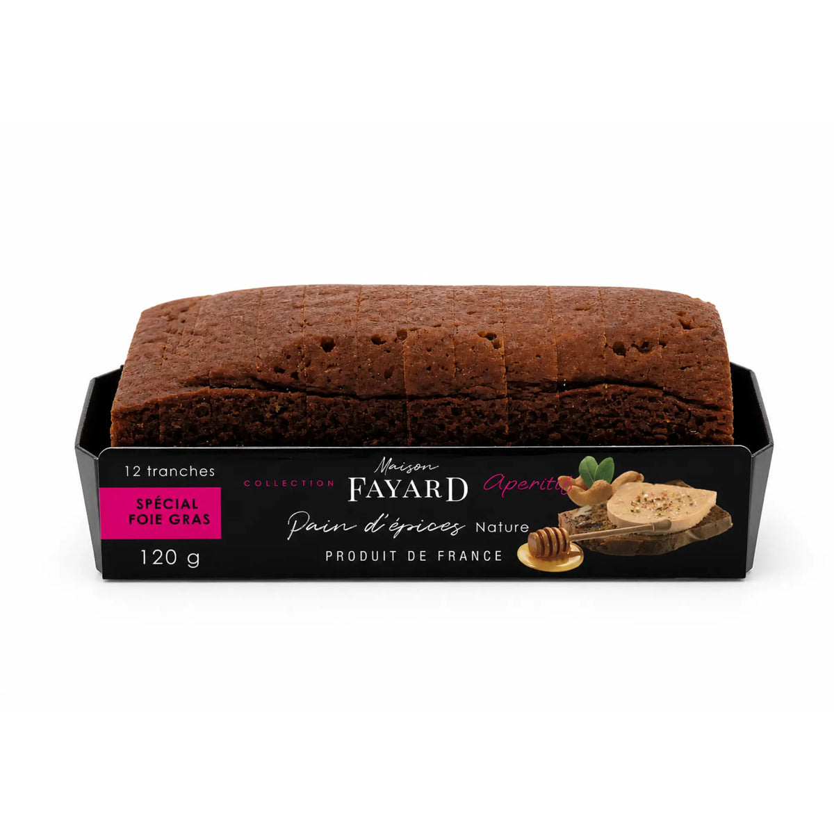 Artisan French Pain d'Épices gingerbread loaf by Maison Fayard, showcasing its golden-brown, spiced crust and traditional shape.