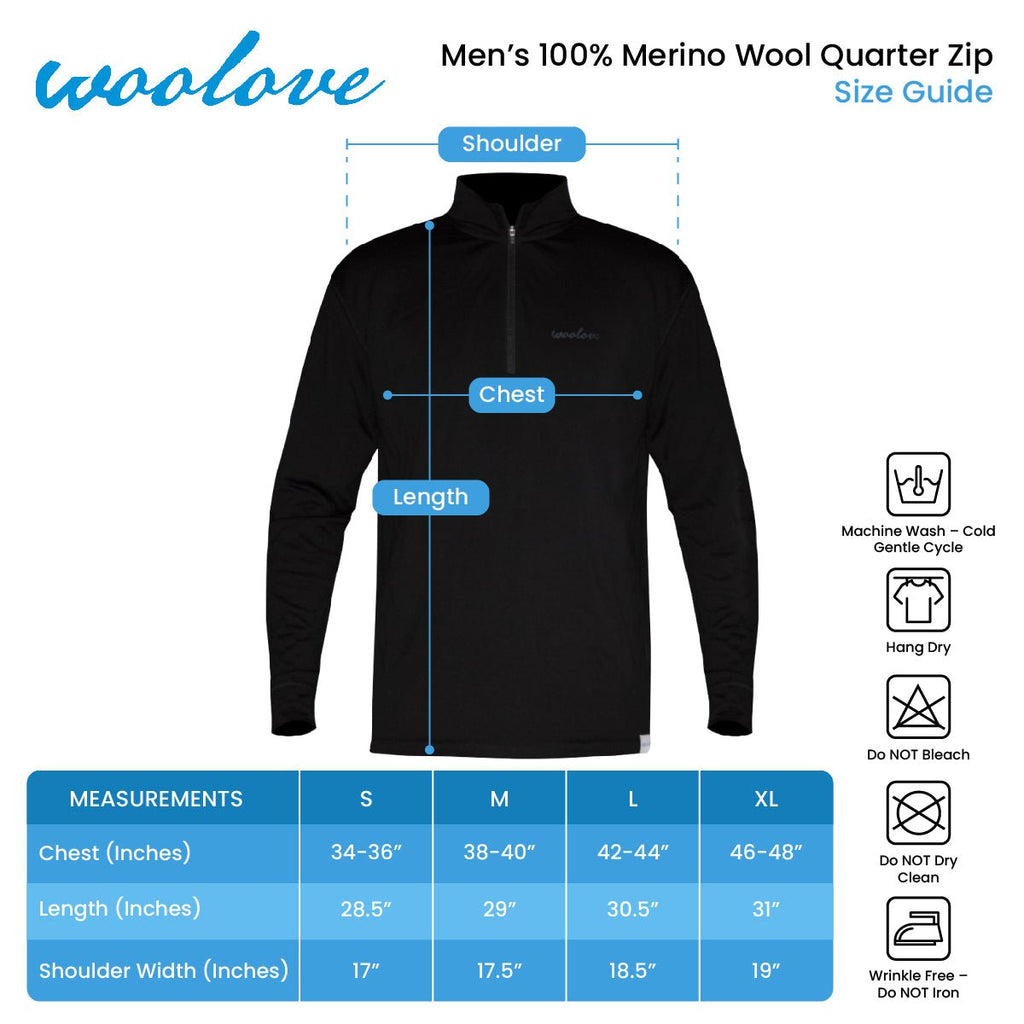 Men's Merino Wool 1/4 Zip Pullover — Midweight