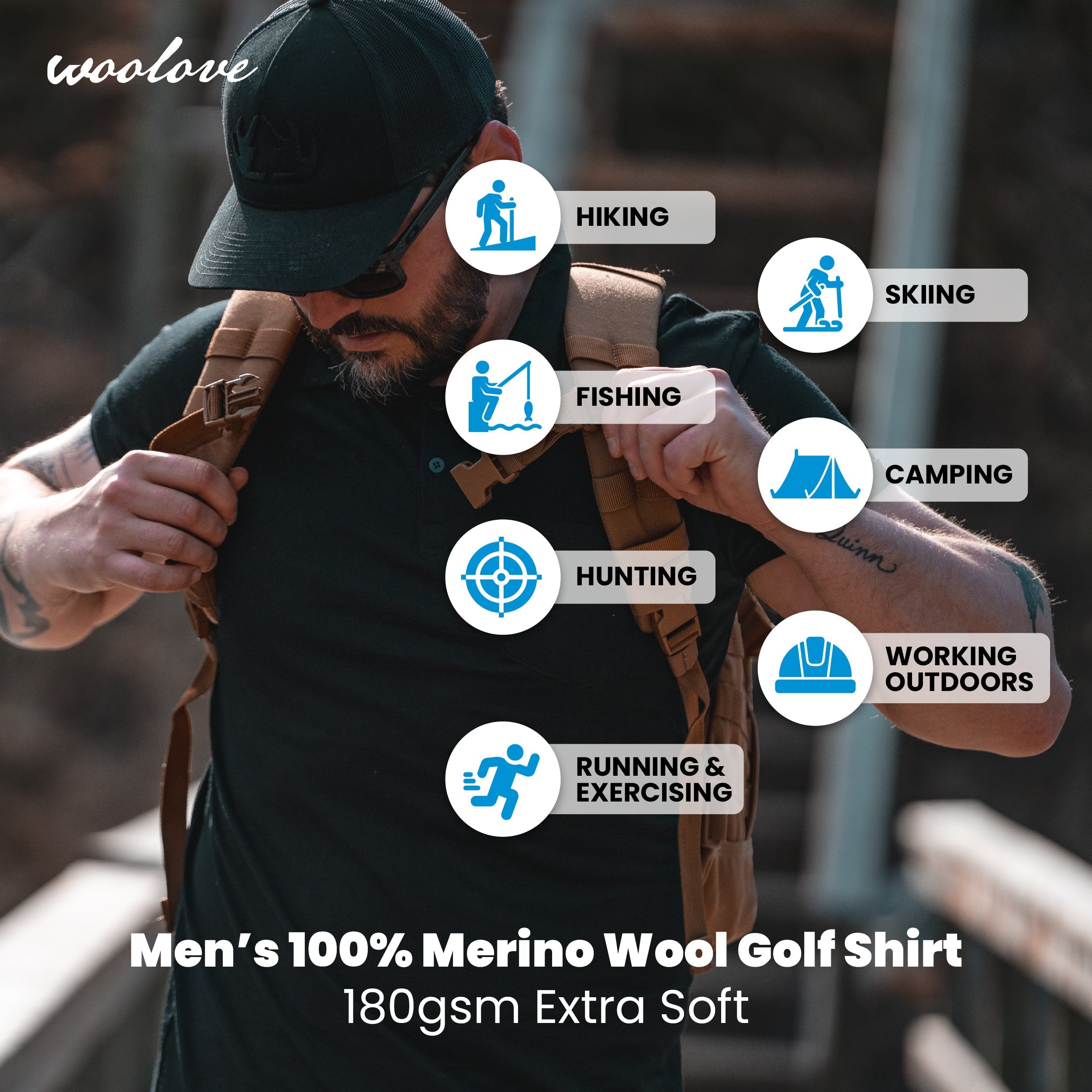 Men's Merino Wool Golf Polo — Lightweight