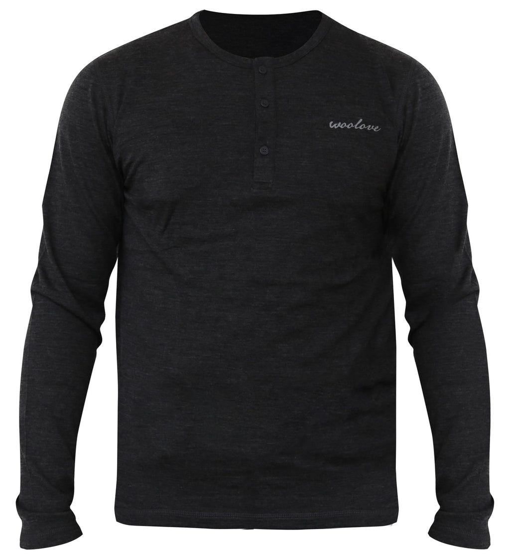 Men's Merino Wool Long Sleeve Henley — Midweight