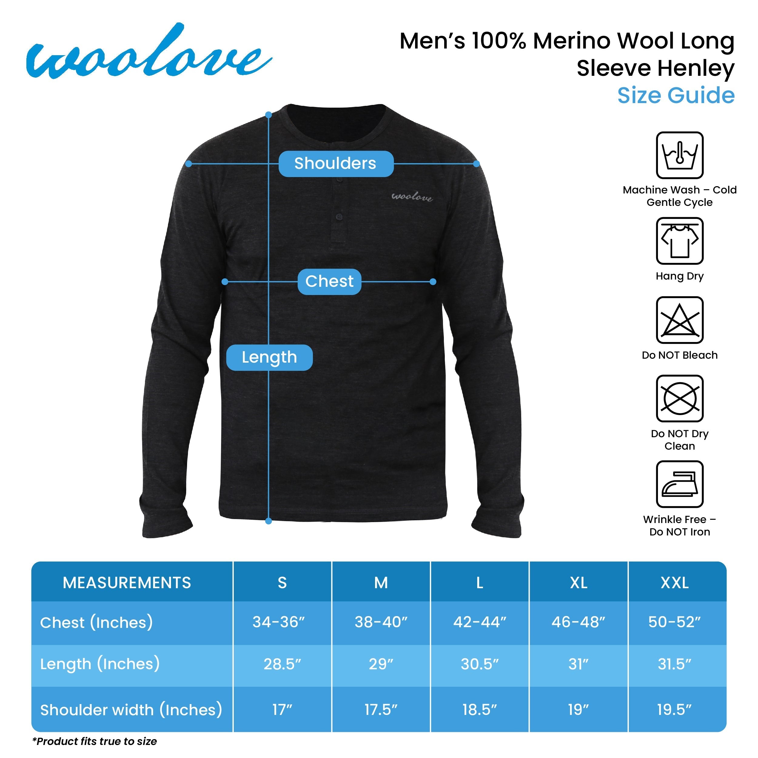 Men's Merino Wool Long Sleeve Henley — Midweight