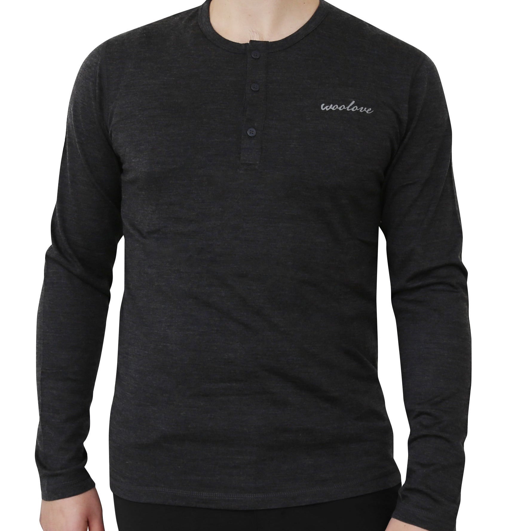 Men's Merino Wool Long Sleeve Henley — Midweight