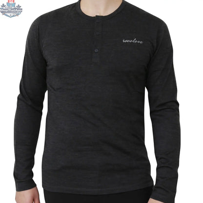 Men's Merino Wool Long Sleeve Henley — Midweight - Shopthatapp.ca