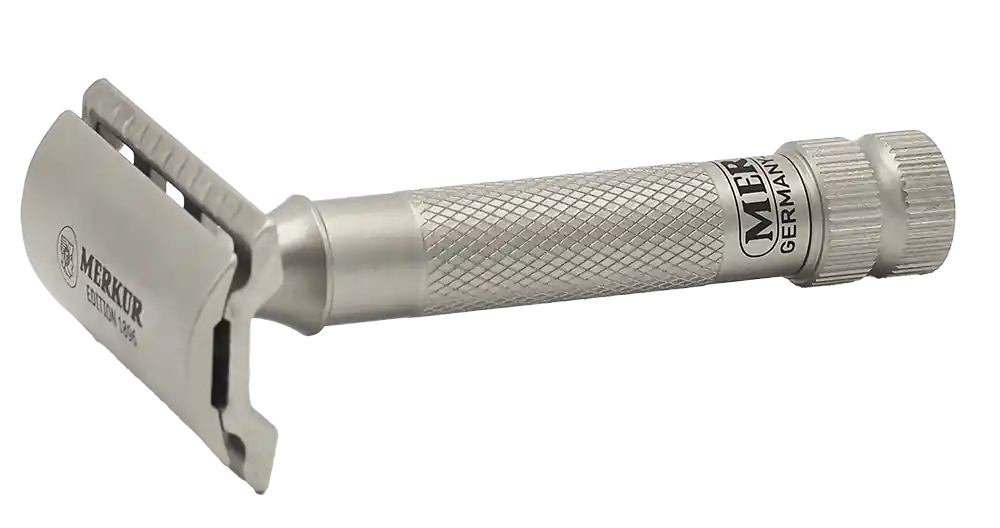 Merkur 34-INOX DE Safety Razor - 3-Piece Closed Comb Stainless Steel Razor with Standard Handle