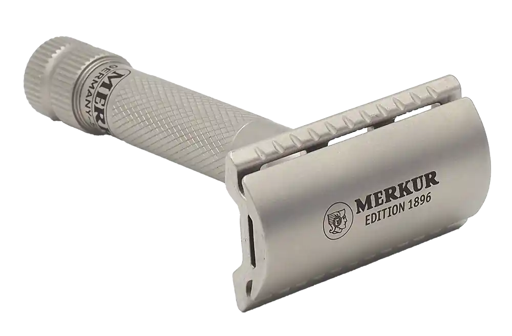 Merkur 34-INOX DE Safety Razor - 3-Piece Closed Comb Stainless Steel Razor with Standard Handle