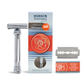 Merkur 39C Slant Bar Razor - 2-Piece DE Safety Razor with Barberpole Long Heavy Handle in Chrome