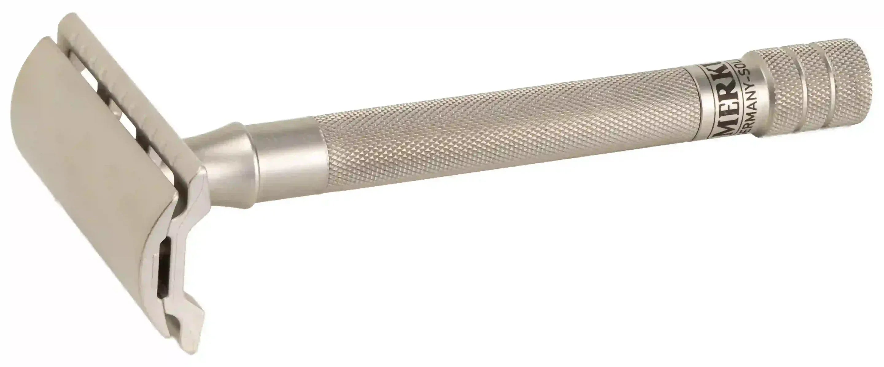 Merkur 23-INOX DE Safety Razor - 3-Piece Closed Comb with Extra Long Stainless Steel Handle