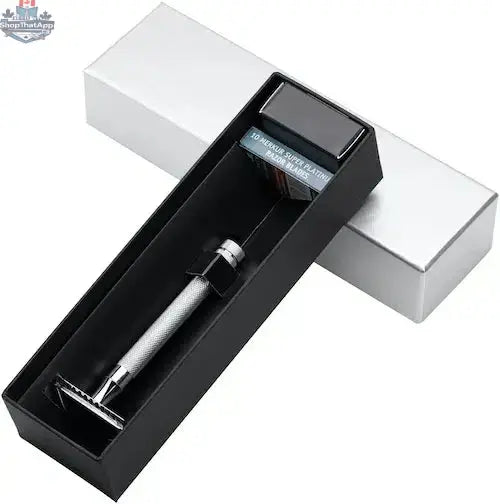 MERKUR 2481 Shaving Kit 3 Piece Safety Razor with Stand in Bright Chrome - Shopthatapp.ca