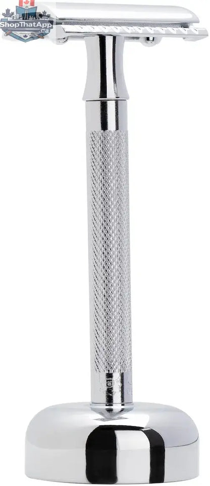 MERKUR 2481 Shaving Kit 3 Piece Safety Razor with Stand in Bright Chrome - Shopthatapp.ca