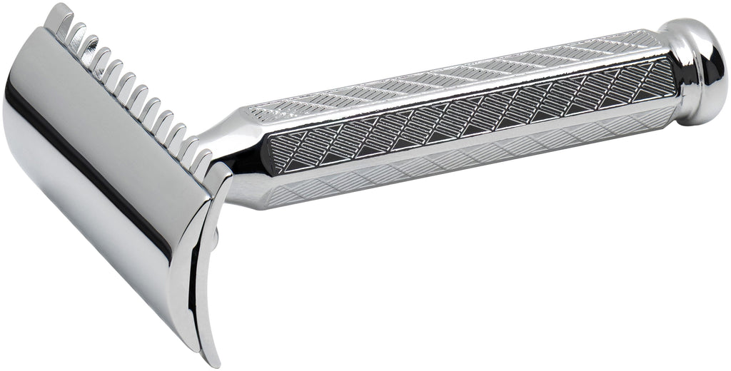 Merkur 41C Safety Razor - 3-Piece DE Open Comb with Classic 1906 Etched Handle in Chrome