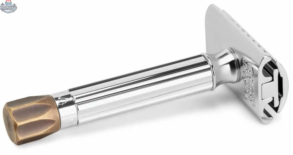 MERKUR Adjustable Safety Razor 500 Progress with Metal Knob in Antique Brass Finish - Shopthatapp.ca