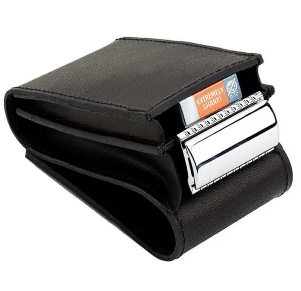 Merkur Leather Razor Case for Razor and 10 Blades - Black