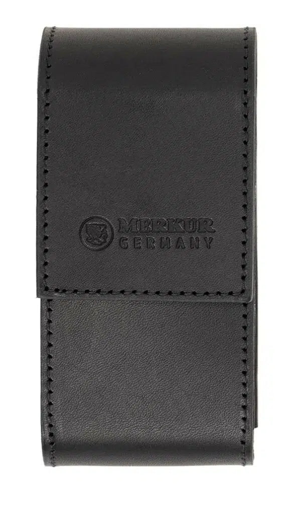 Merkur Leather Razor Case for Razor and 10 Blades - Black