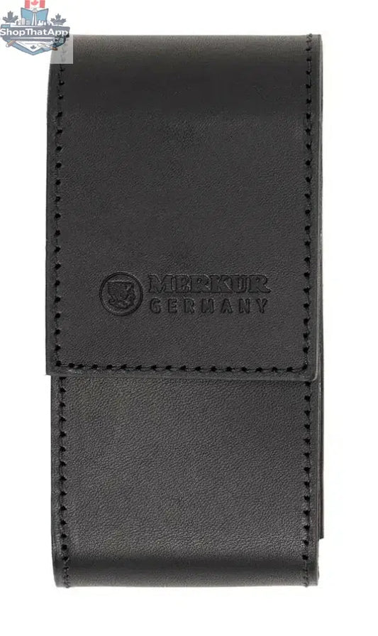 Merkur Leather Razor Case for Razor and 10 Blades - Black - Shopthatapp.ca