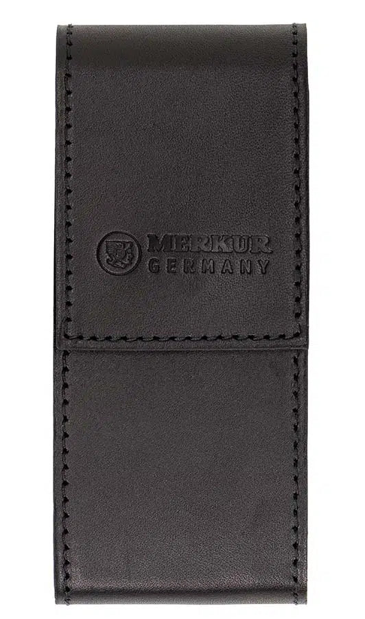 Merkur Leather Case for Razor 23001 with Space for 10 Blades, Black