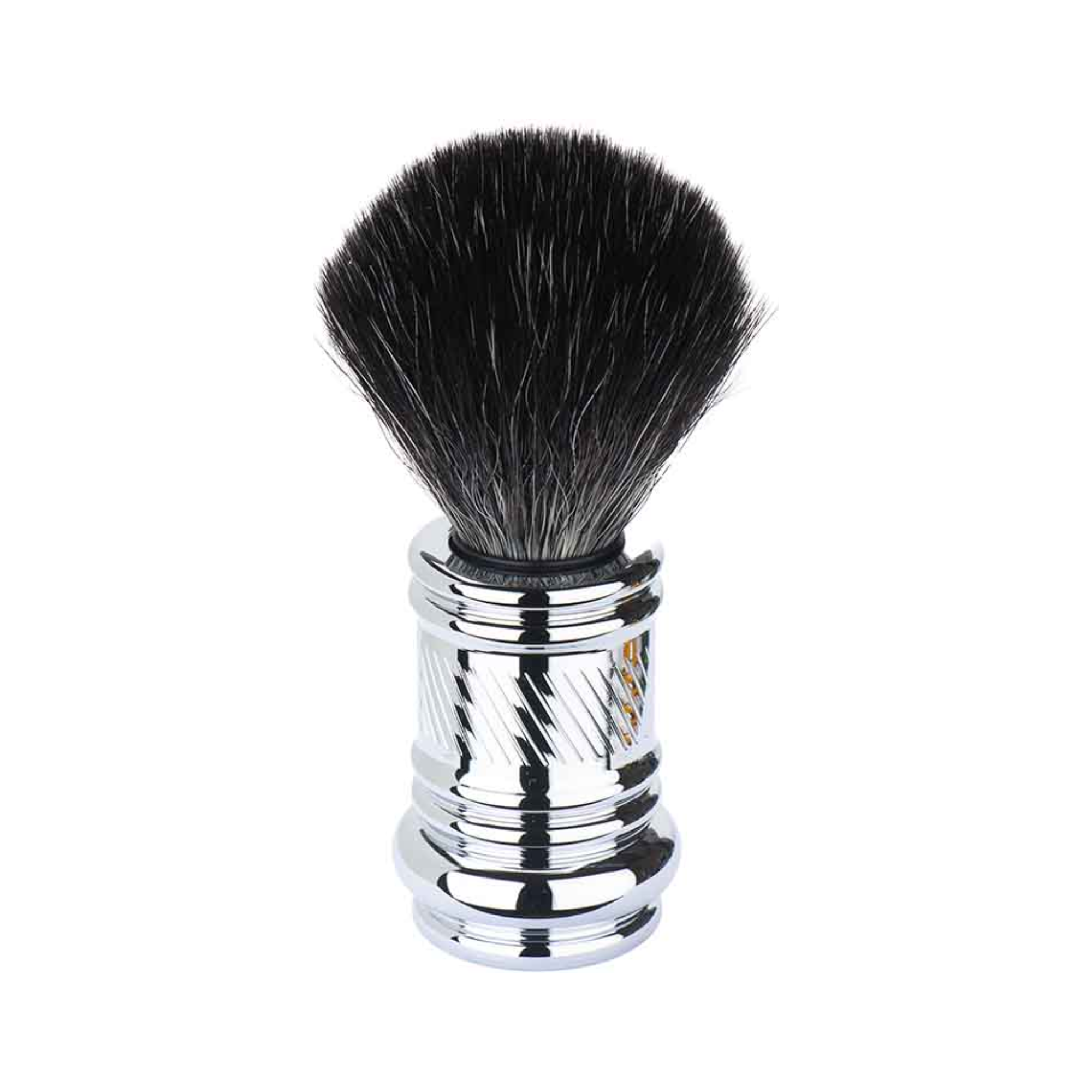 MERKUR Travel Shaving Brush 1381 with Vegan Synthetic Hair in Bright Chrome