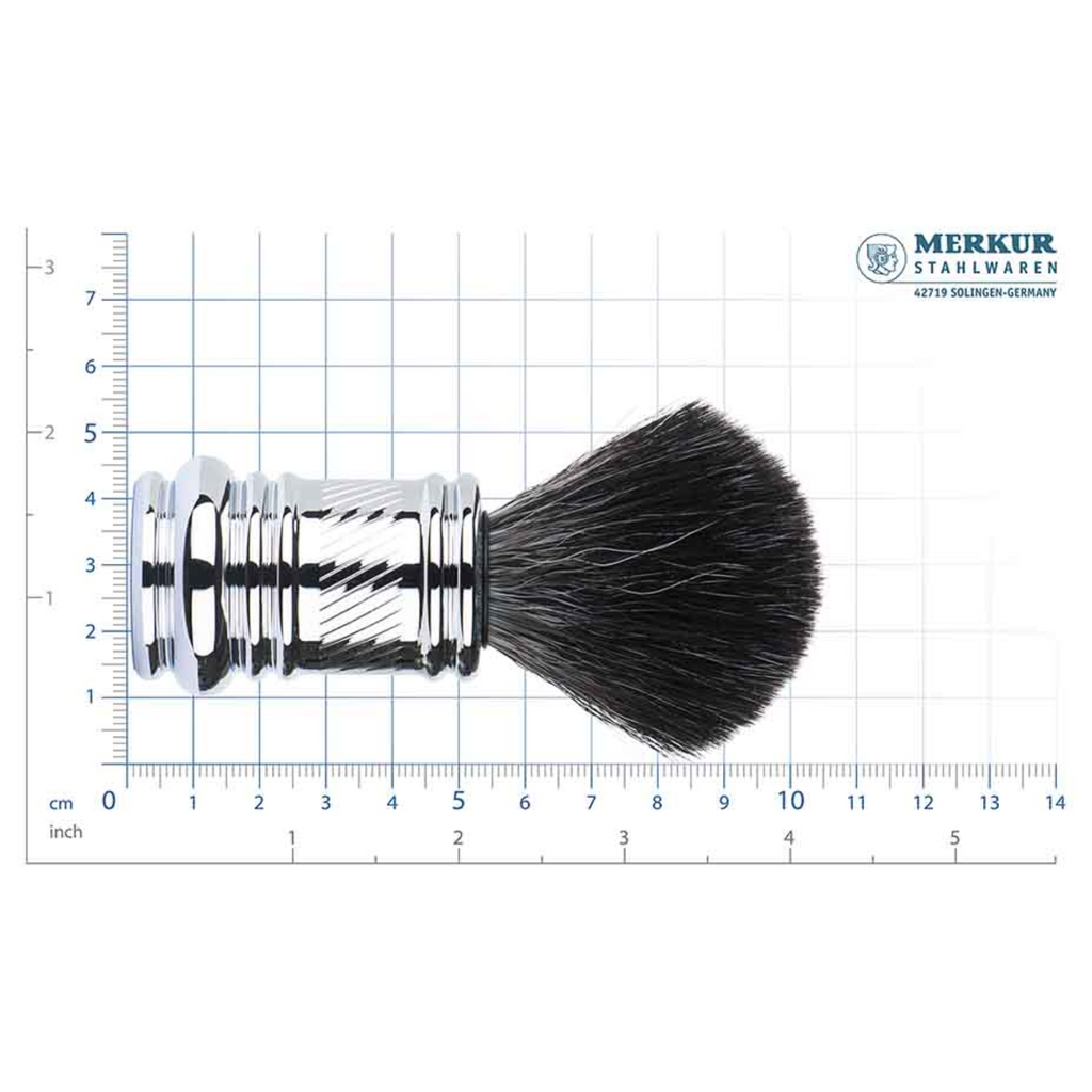 MERKUR Travel Shaving Brush 1381 with Vegan Synthetic Hair in Bright Chrome