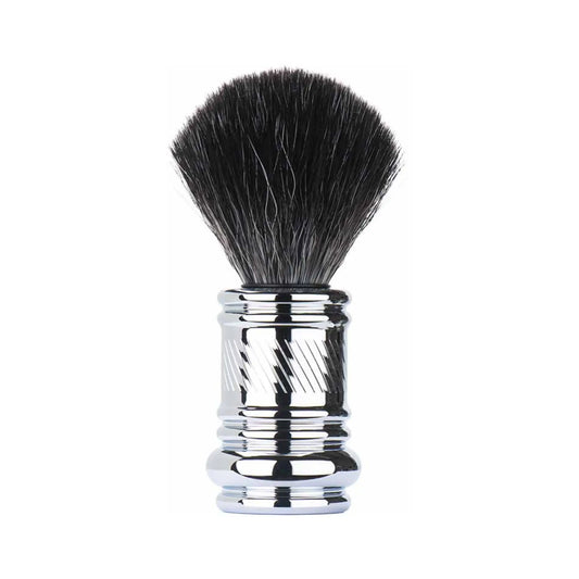 MERKUR Travel Shaving Brush 1381 with Vegan Synthetic Hair in Bright Chrome - Shopthatapp.ca