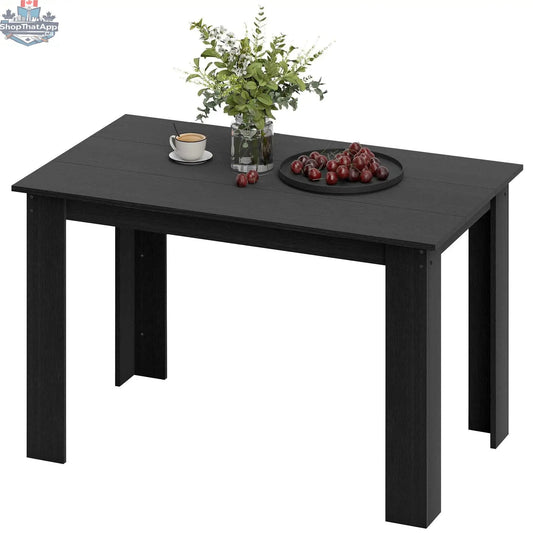 Black 47-inch dining table by SLOTH Nation, designed for 4 to 6 people, with a sleek modern look for kitchen or dining room.