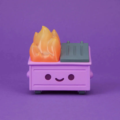 Dumpster Fire Vinyl Figure by Mindzai Toy Shop, Cough Syrup Purple collectible toy with vibrant colors and detailed design.