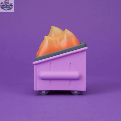 Cough Syrup Purple Dumpster Fire vinyl figure toy with vibrant colors and detailed design, collectible by Mindzai Toy Shop.