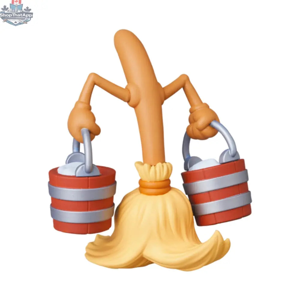 Disney Mickey Mouse figure from UDF Series 10 by Medicom Toy, featuring Mickey holding a broom, collectible toy.