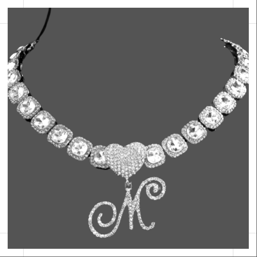 Cursive Letter Pendant Necklace - Elegant Micro Tennis Cluster Chain in Silver