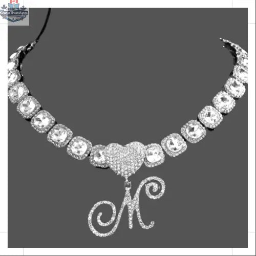 Cursive Letter Pendant Necklace - Elegant Micro Tennis Cluster Chain in Silver - Shopthatapp.ca