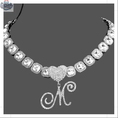Cursive Letter Pendant Necklace - Elegant Micro Tennis Cluster Chain in Silver - Shopthatapp.ca