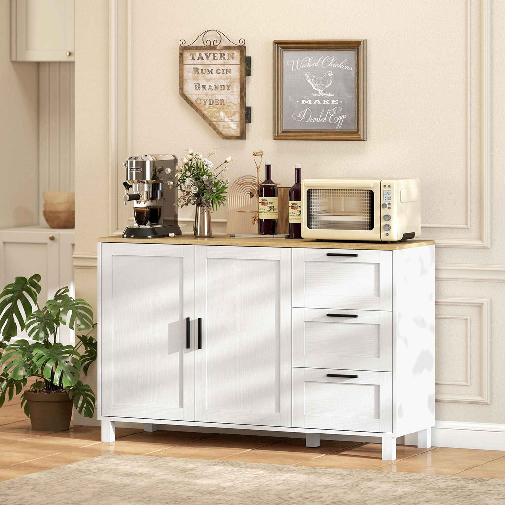 Vesper Modern Sideboard with 3 Drawers and Soft-Close Doors-White