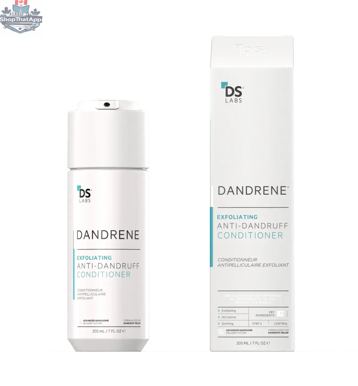 Monarch MD Dandrene Anti-Dandruff Conditioner bottle with label showing, designed to reduce dandruff and soothe scalp.