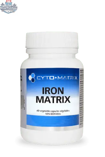 Cyto-Matrix Iron Matrix 20mg supplement in a bottle of 60 capsules, by Monarch MD Medical Aesthetics.