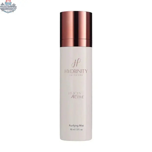 Hydrinity Hyacyn Purifying Mist by Monarch MD Medical Aesthetics, a spray bottle designed for active skin purification and refreshing.