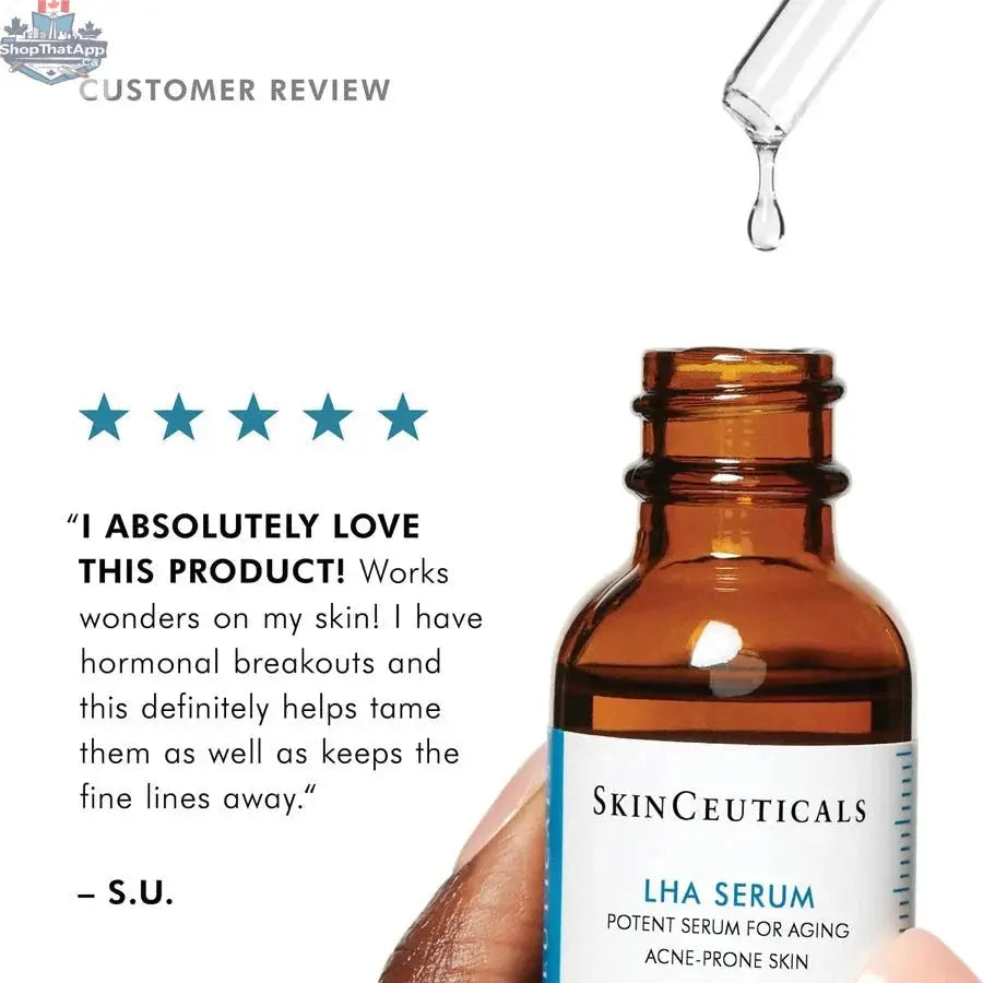 Monarch MD Medical Aesthetics LHA Serum in a clear dropper bottle, with the serum visible inside, on a white background.